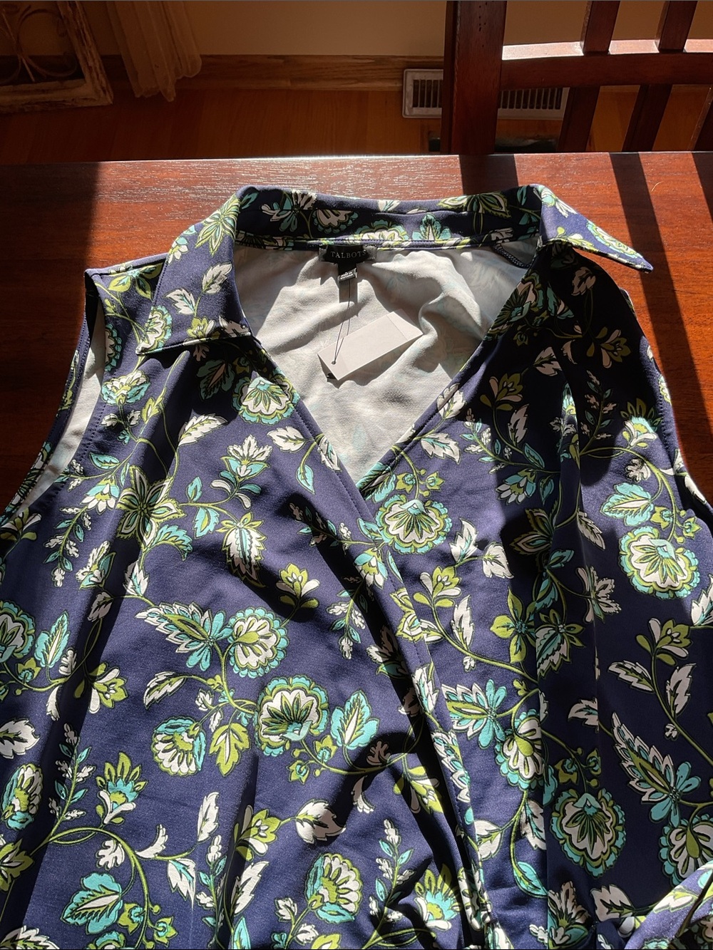 Talbots NWT Navy Floral Sleeveless Dress - Picture 3 of 7